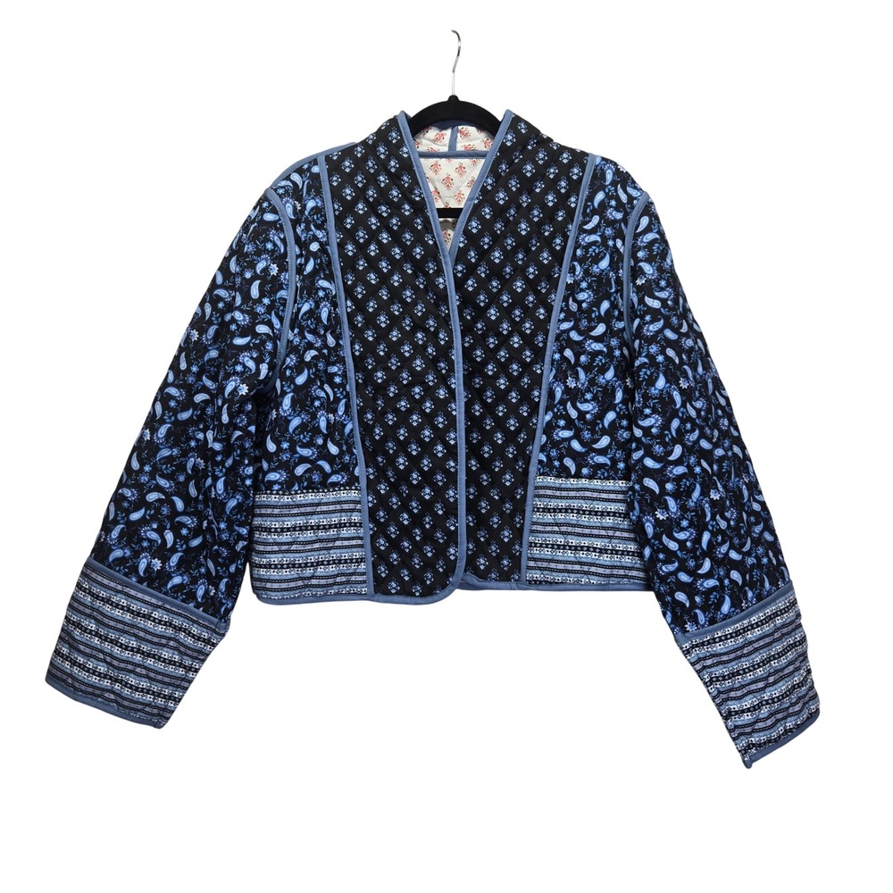 Reversible Quilted Patchwork Jacket Blue Pink Pai… - image 1